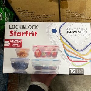 Starfrit Lock & Lock Easy Match Food Storage Set - 16 Pieces, Clear and Blue